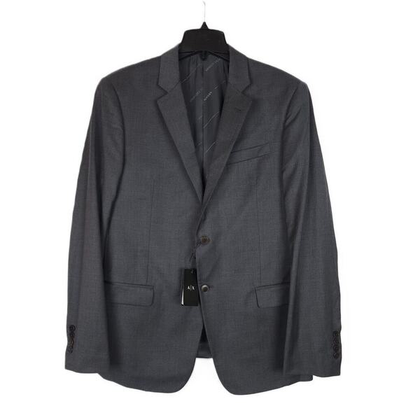 Armani Exchange Men's Slim-Fit Stretch Wool Suit Jacket Dark Grey 42L NWT - Picture 1 of 4